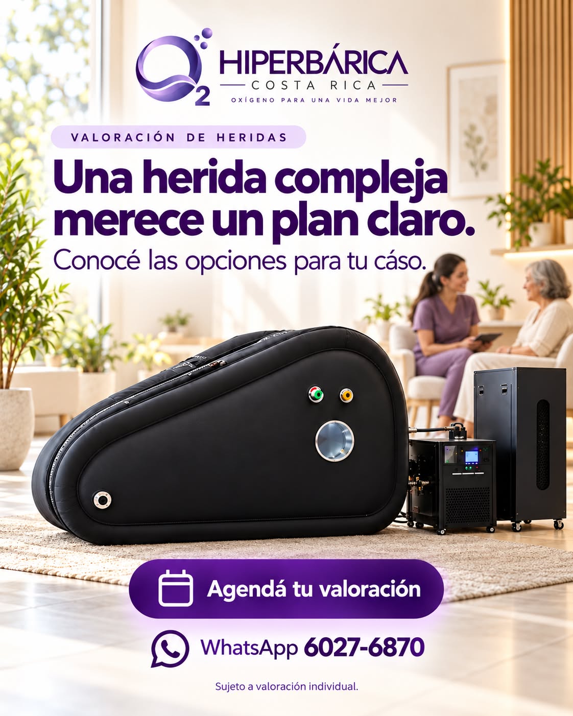 Heridas complejas: Hiperbárica Costa Rica. Agendá tu valoración al 6027-6870.